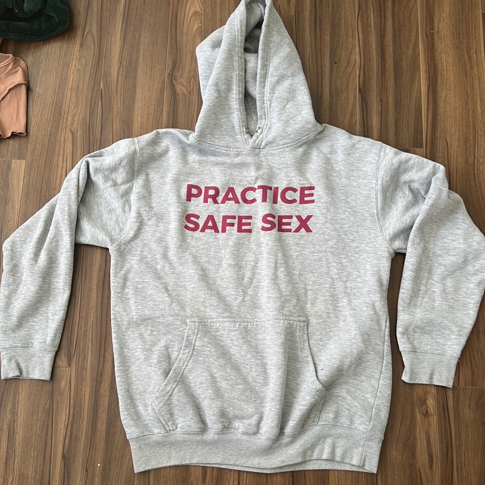 Practice safe sex grey hoodie